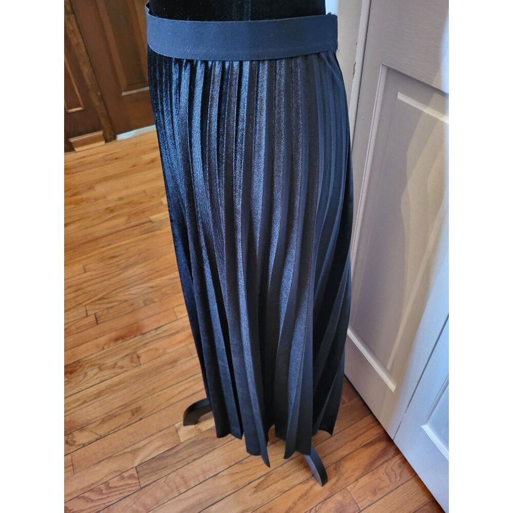 Black Velour Pleated Midi Skirt Jaclyn Smith M Glam Whimsygoth Goth Fairy Party - Picture 4 of 6